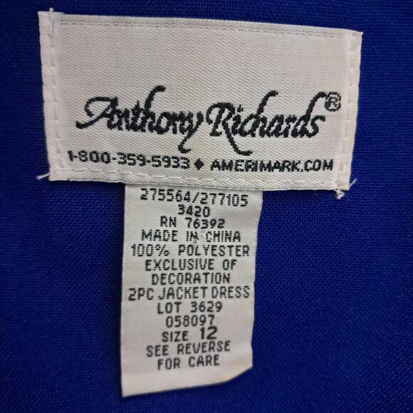 Anthony Richards size 12 cobalt 2-piece dress, LIKE NEW CONDITION - Picture 8 of 8